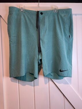 Nike Mint Green Board Shorts with Black Swoosh